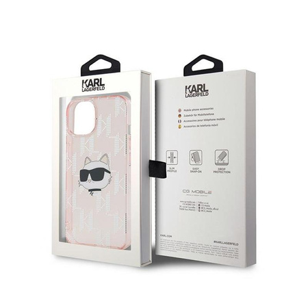 Karl Lagerfeld IML Choupette Head & Monogram - pouzdro pro iPhone 13 (růžové)