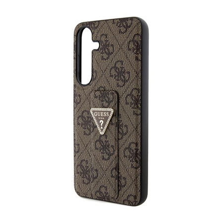 Guess Grip Stand 4G Triangle Strass Logo - Hülle für Samsung Galaxy S24 (Braun)