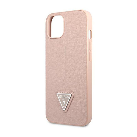 Guess Saffiano háromszög logós tok - iPhone 14 Plus tok (rózsaszín)