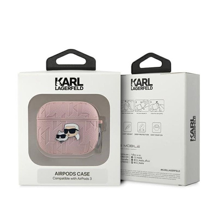 Karl Lagerfeld Monogram Karl & Choupette Head - pouzdro AirPods 3 (růžové)