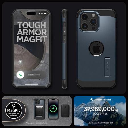 Spigen Tough Armor MagSafe - Gehäuse für iPhone 15 Pro (Metall Schiefer)