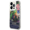 Guess Liquid Glitter Flower - pouzdro pro iPhone 14 Pro Max (modré)