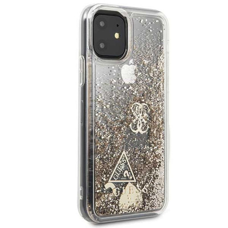 Guess Liquid Glitter Hearts - iPhone 11 Case (Gold)