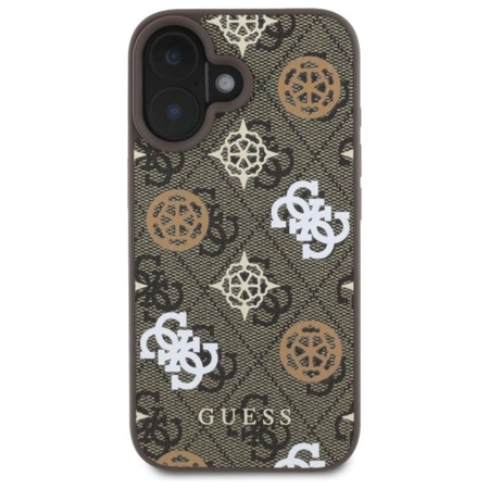 Guess Pfingstrose auf 4G Hintergrund MagSafe - iPhone 16 Tasche (braun)