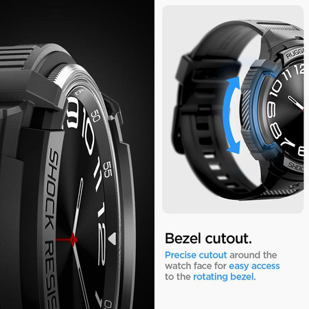Spigen Rugged Armor Pro - Bracelet + étui pour Samsung Galaxy Watch 6 Classic 47 mm (Noir)