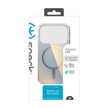 Speck Presidio Lux MagSafe - iPhone 17 Pro Hülle (Hyper Mirror Glitter / Silber Metallic)