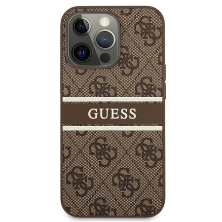 Guess 4G Printed Stripe - pouzdro pro iPhone 13 Pro (hnědé)