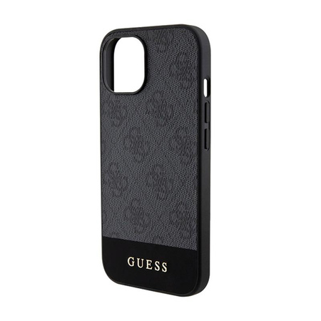Guess 4G Bottom Stripe Metal Logo Collection - iPhone 15 Tasche (Grau)