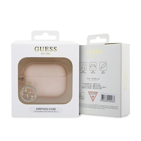 Guess 3D gumi 4G Diamond Charm - AirPods Pro 2 tok (rózsaszín)