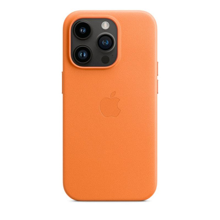 Apple Leather Case - Skórzane etui z MagSafe do iPhone 14 Pro (pomarańczowy)