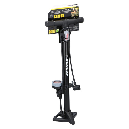 Dunlop - Standpumpe für Fahrräder, Bälle, Matratzen mit Manometer (Schwarz)