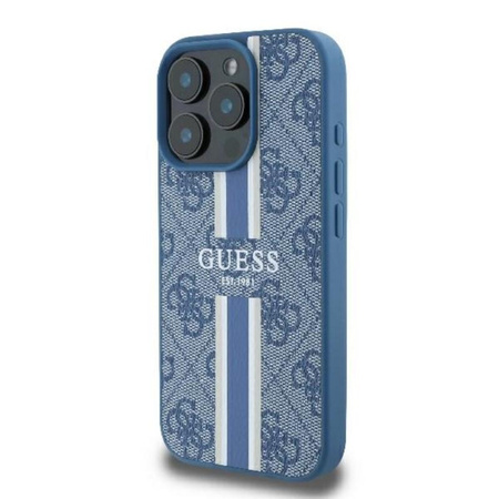 Pouzdro Guess 4G MagSafe s potiskem pruhů - iPhone 16 Pro (modré)
