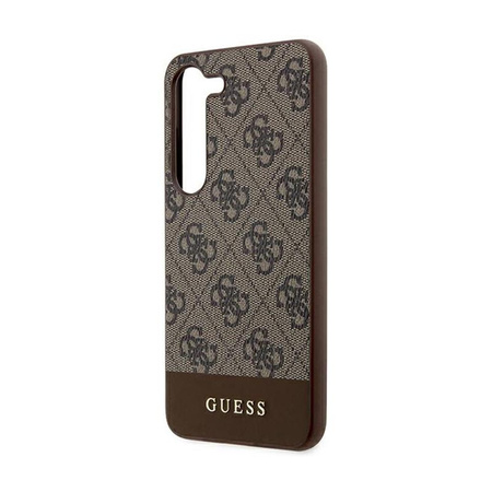 Guess 4G Bottom Stripe Metal Logo Collection - pouzdro pro Samsung Galaxy S24+ (hnědé)