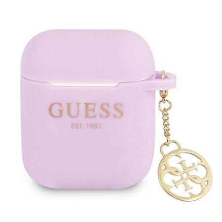 Étui en silicone Guess 4G Charms - Étui AirPods (violet)