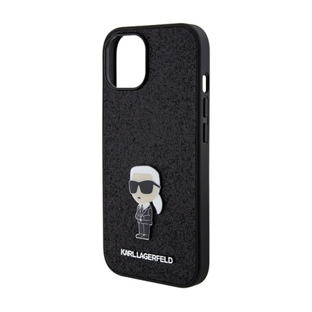 Karl Lagerfeld Fixed Glitter Iconic Logo Metal Pin - Coque iPhone 15 / 14 / 13 (noir)