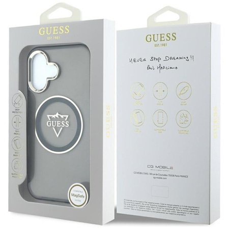 Guess IML Metal Mountain Logo MagSafe - pouzdro pro iPhone 16 (černé)