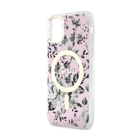 Guess Flower MagSafe - pouzdro pro iPhone 11 (růžové)