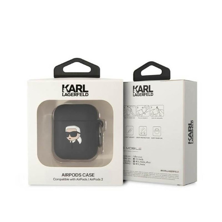 Karl Lagerfeld Silikonové pouzdro NFT Karl Head 3D - AirPods 1/2 gen (černé)