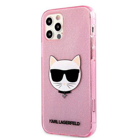 Karl Lagerfeld Choupette Head Glitter - iPhone 12 / iPhone 12 Pro Case (pink)