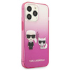 Karl Lagerfeld Gradient Ikonik Karl & Choupette - iPhone 13 Pro Max Tasche (rosa)