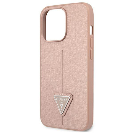 Guess Saffiano Triangle Logo Case - iPhone 13 Pro Max Case (pink)