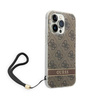 Guess 4G Print Cord - Case with lanyard iPhone 14 Pro (brown)