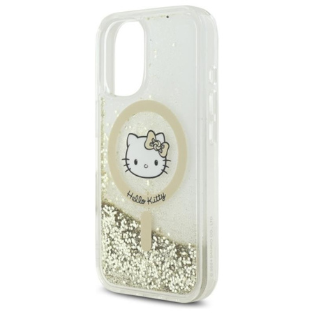 Hello Kitty Liquid Glitter Fever MagSafe - pouzdro pro iPhone 16 (bílé / zlaté)