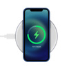 Crong PowerSpot Fast Wireless Charger - hliníková 15W bezdrátová nabíječka Qi USB-C s povrchovou úpravou z tvrzeného skla (stříbrnobílá)