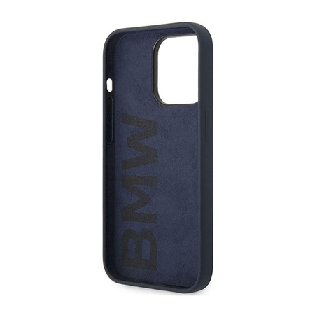 BMW Liquid Silicone Case Metal Logo - iPhone 14 Pro Case (navy blue)