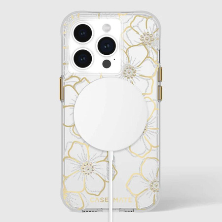 Case-Mate Floral Gems MagSafe - iPhone 15 Pro Case (Gold)