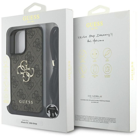 Guess 4G Big Logo Cord Strap Crossbody - Tasche für iPhone 16 (braun)