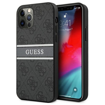 Guess 4G nyomtatott csíkos - iPhone 12 / iPhone 12 Pro tok (szürke)