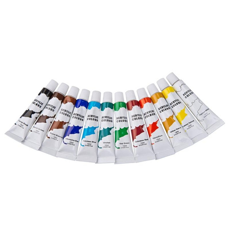 Peintures acryliques en tubes de 12 ml 12 couleurs
