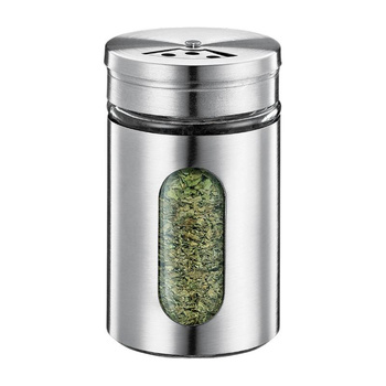 Küchenprofi - Stainless steel spice container with window and 3 dispensing strainers 8x5 cm