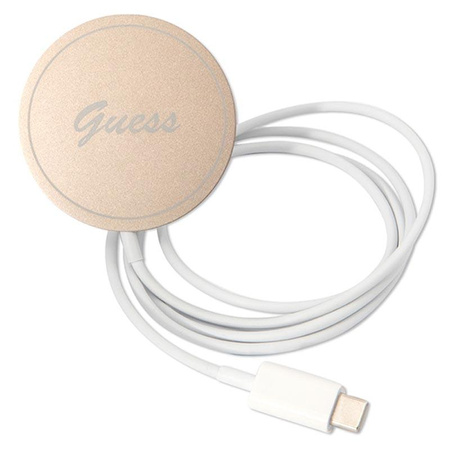 Guess Bundle Pack MagSafe 4G - Set aus hülle für iPhone 11 + MagSafe Ladegerät (Braun/Gold)