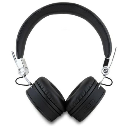Guess Grained Classic Round Shape - Wireless Over-Ear Bluetooth ENC Headphones (Black)