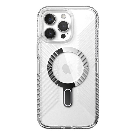 Speck Presidio Perfect-Clear Grip ClickLock & MagSafe - iPhone 15 Pro Max Case (Clear / Chrome Finish / Serene Silver)