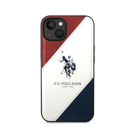 US Polo Assn Tricolor Embossed - Coque pour iPhone 14 Plus (blanc)