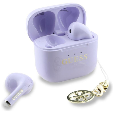Guess Glossy Effect Printed Classic Logo & Charm - TWS Bluetooth-Kopfhörer + Ladetasche (lavendel)