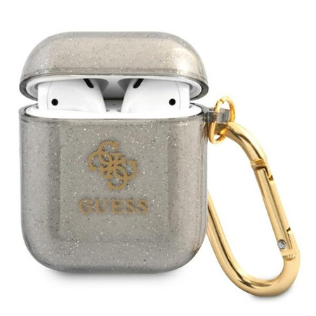 Guess Barevné třpytky - pouzdro na Airpods (černé)