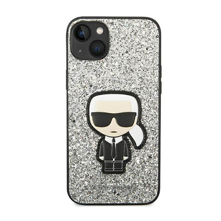 Karl Lagerfeld Glitter Flakes Ikonik - pouzdro pro iPhone 14 Plus (stříbrné)