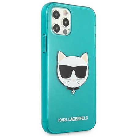Karl Lagerfeld Choupette Head - iPhone 12 / iPhone 12 Pro Tasche (fluo blau)