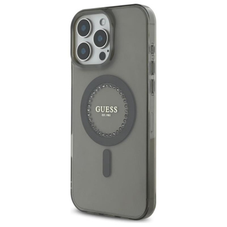 Guess IML Rhinestones MagSafe - Pouzdro pro iPhone 16 Pro Max (Černé)