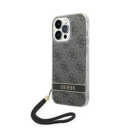 Guess 4G Print Cord - Case with lanyard iPhone 14 Pro Max (black)