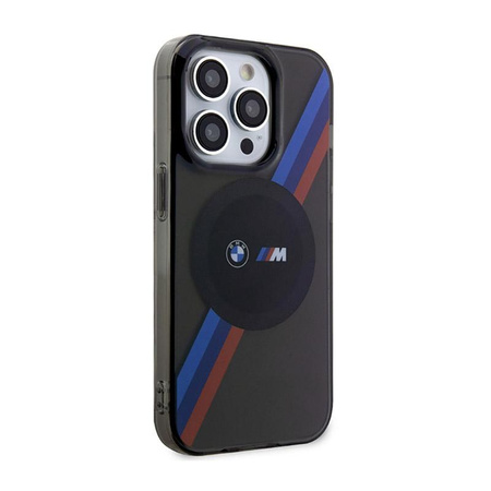 Pouzdro BMW Tricolor Stripes MagSafe - iPhone 14 Pro (šedé)