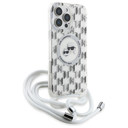 Karl Lagerfeld IML Crossbody Monogram Karl & Choupette Head MagSafe - Hülle für iPhone 16 Pro (transparent)