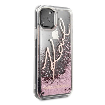 Karl Lagerfeld Signature Glitter Case - iPhone 11 Pro tok (rózsaarany)