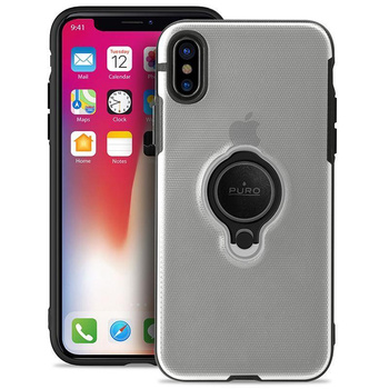 PURO Magnet Ring Cover - Coque pour iPhone XR avec prise en main magnétique (transparent)