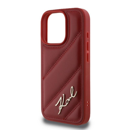 Karl Lagerfeld Quilted Signature - Coque iPhone 16 Pro Max (rouge)