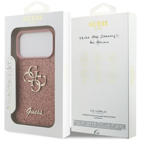 Guess Fixed Glitter Big 4G - Hülle für iPhone 17 Pro (rosa)